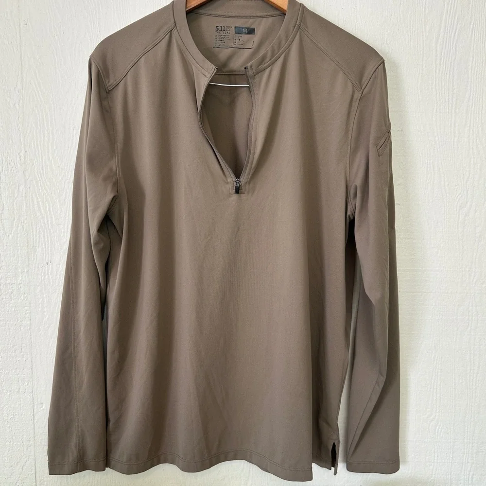 5.11 Tactical Rapid Half Zip Pullover Mens Medium Brown Long Sleeve 82118-070